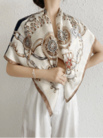 鏈條印花方巾｜優雅方形時尚 2條：圖片 2