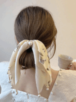 花卉珍珠絲巾髮帶｜優雅氣質髮飾（3 件）