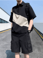 Hypemode 夏日男士拼色 POLO 套裝｜短袖上衣＋短褲：圖片 3