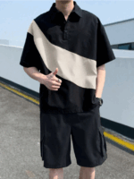 Hypemode 夏日男士拼色 POLO 套裝｜短袖上衣＋短褲