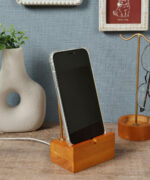 設計感金屬天然木手機支架